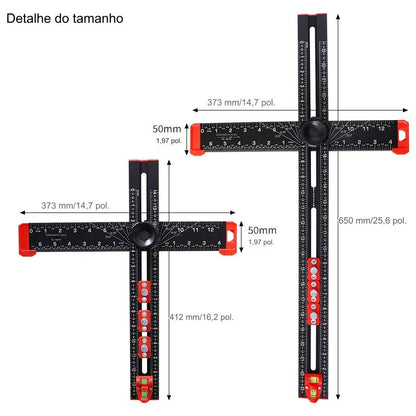 Pro Black Aluminum Square Ruler