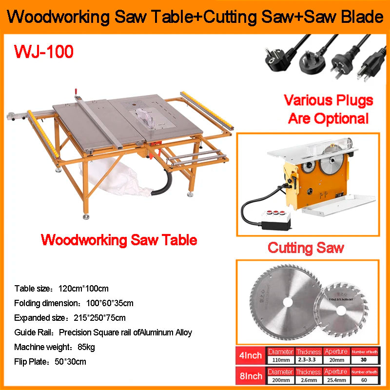 Multifunctional Portable Woodworking Table Saw - Precision and Versatility