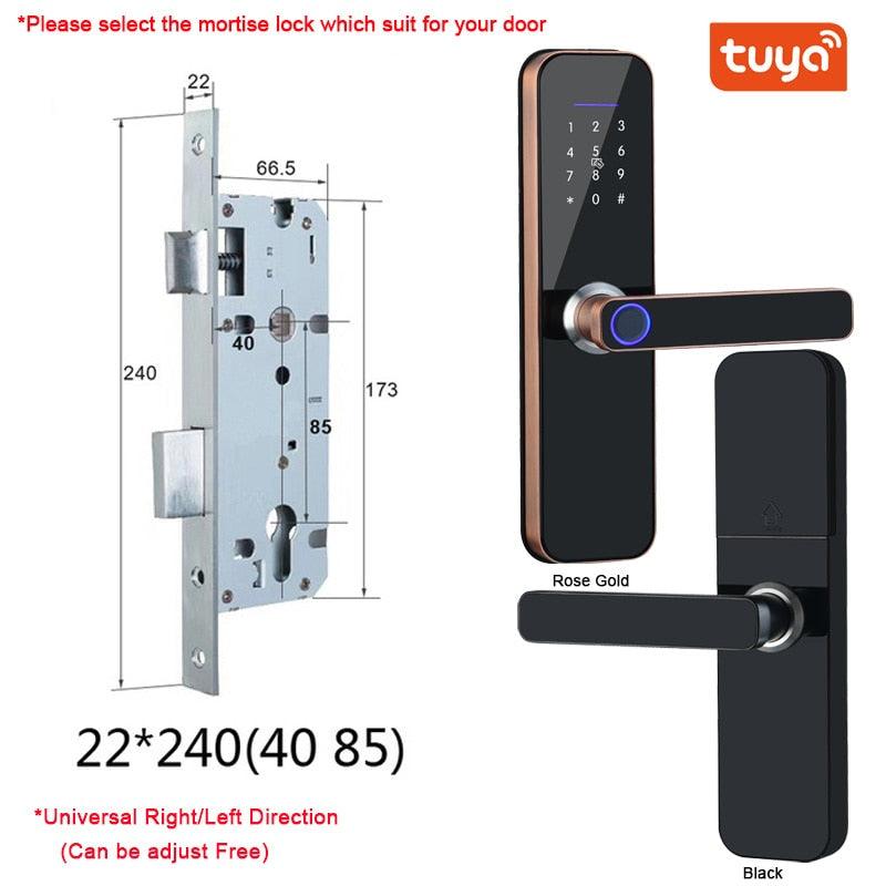 Fechadura eletrônico wifi com impressão digital biométrica/cartão inteligente/senha/chave de desbloqueio/usb carga de emergência - JoinerStore