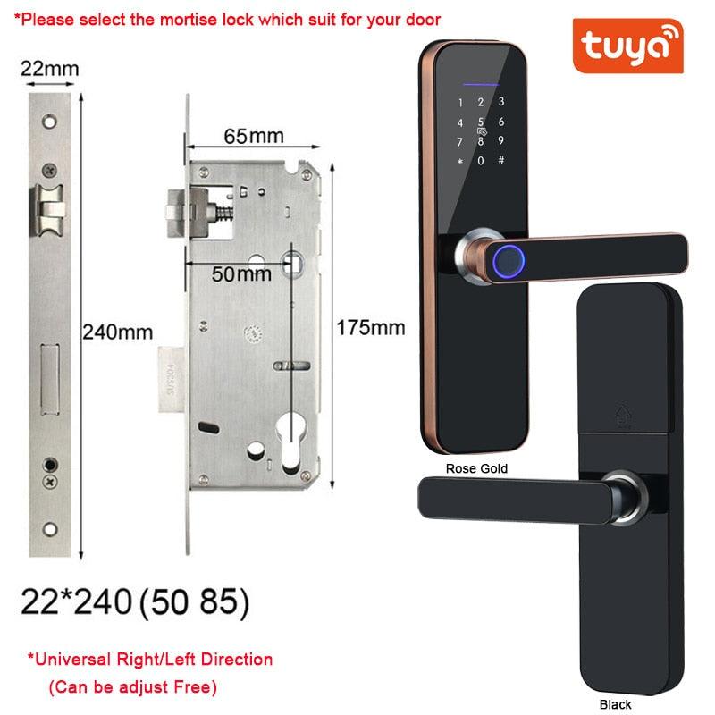 Fechadura eletrônico wifi com impressão digital biométrica/cartão inteligente/senha/chave de desbloqueio/usb carga de emergência - JoinerStore